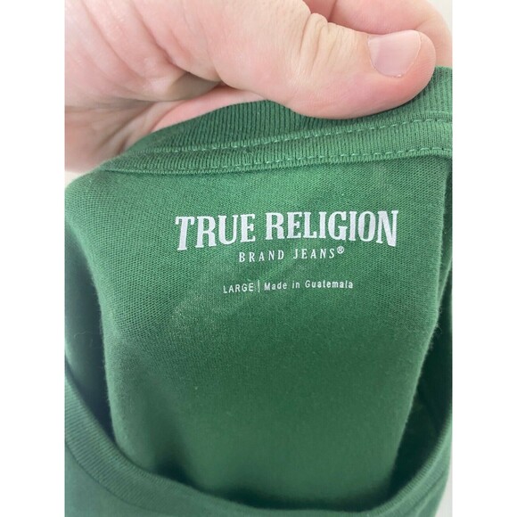 True Religion Men's Shirt Green Big Buddha World Tour Short Sleeve Size Large - Picture 6 of 8